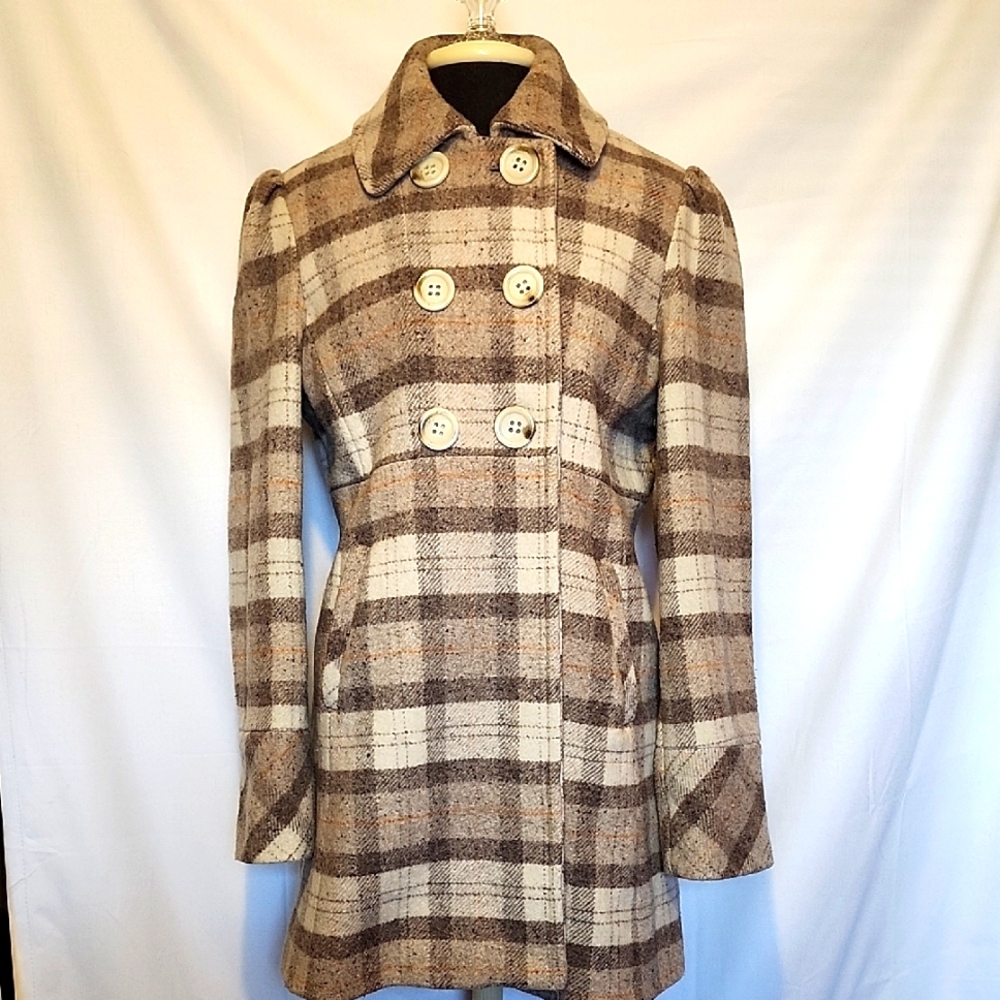 American Rag Cie Plaid Wool Blend Pea Coat
